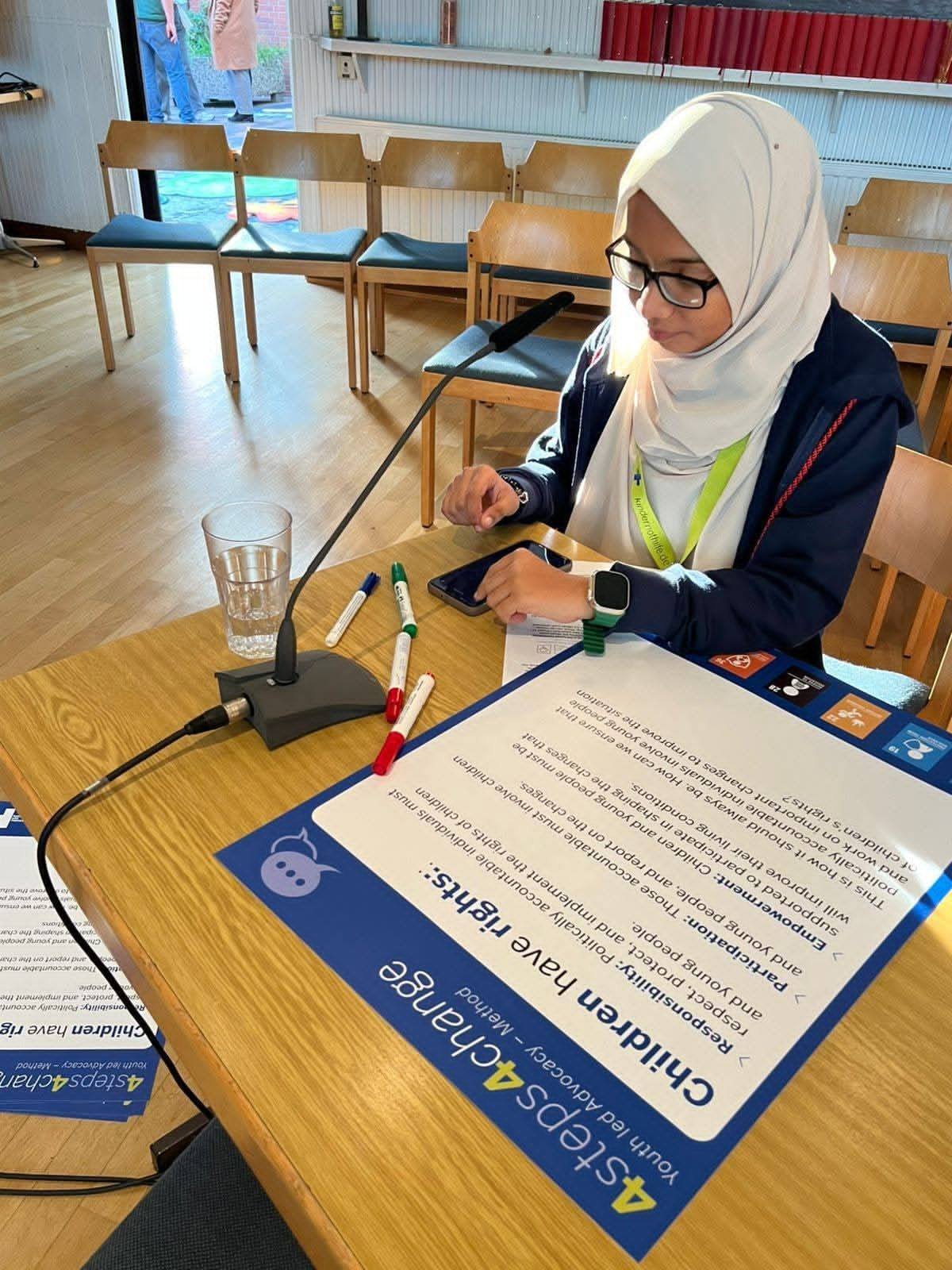 Mahmud student Zuhra Nadtha participates in the International Climate and Democracy Conference